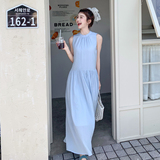简单大方浅蓝色无袖连衣裙女夏2025年新款独特超好看气质背心长裙，女装连衣裙，象礼