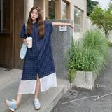 【新款】拼接格子连衣裙131-7299P125K188，女装连衣裙，象礼