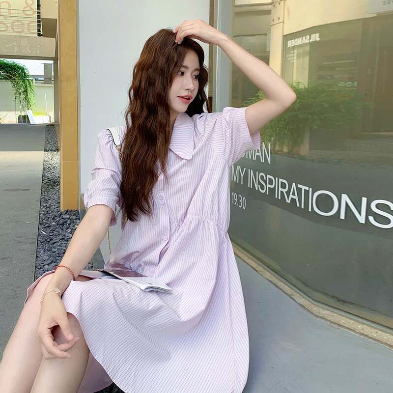 新款条纹衬衫连衣裙131-7322P135K198,女装连衣裙,浙宝131