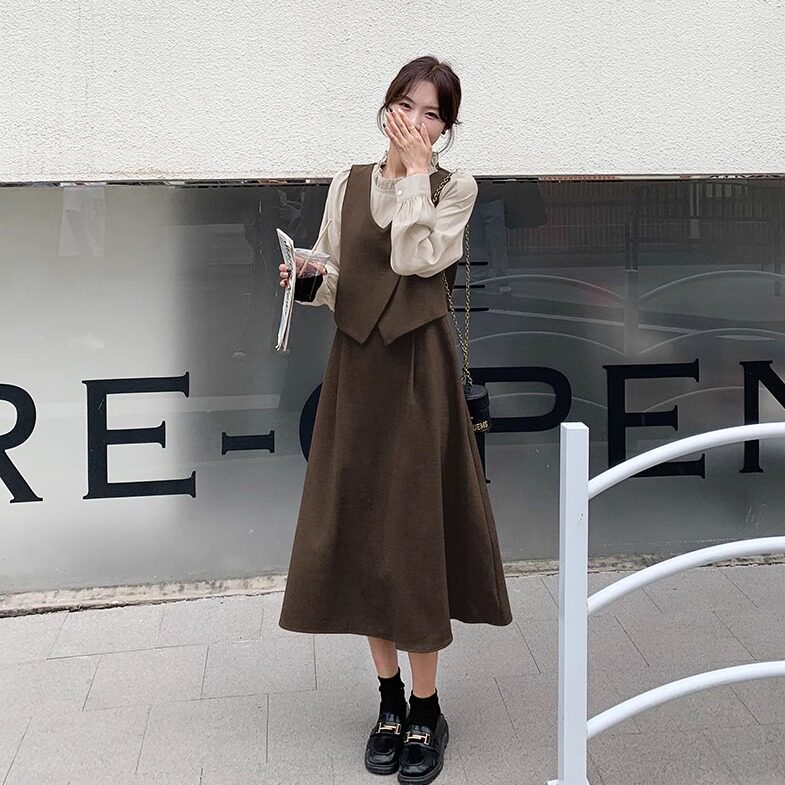 高级感假两件连衣裙女款2025春季新款超好看优雅气质时尚显瘦长裙图片