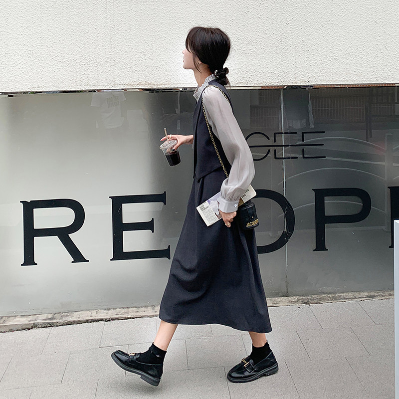 高级感假两件连衣裙女款2025春季新款超好看优雅气质时尚显瘦长裙,女装连衣裙,浙宝131