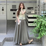 中式国风时尚气质百搭显瘦2025夏新款新短袖上衣高腰半身裙两件套，女装套装/套裙，象礼