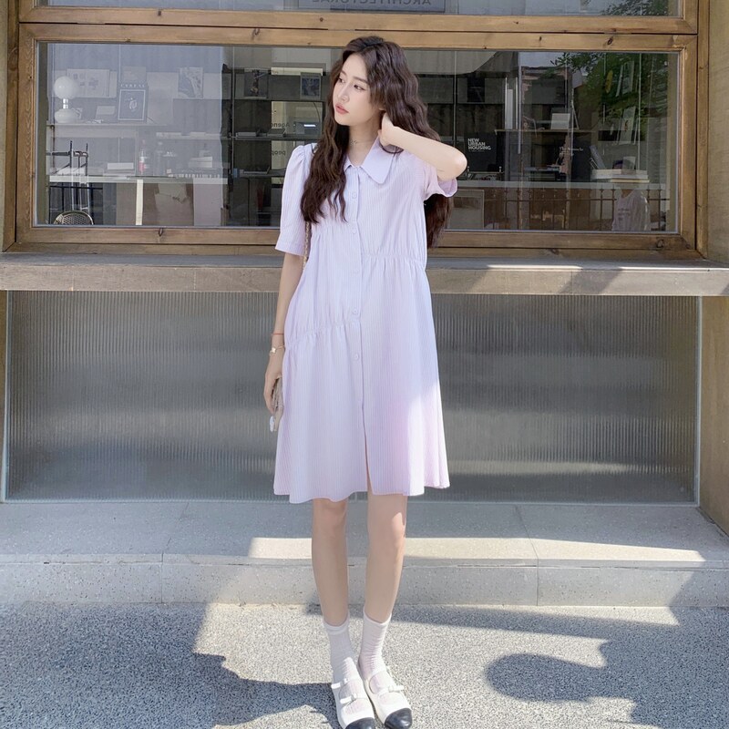 新款条纹衬衫连衣裙131-7322P135K198,女装连衣裙,浙宝131