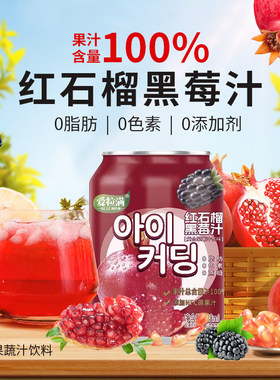 红石榴黑莓汁100%果汁含量干净配方含NFC原果汁0脂复合果蔬汁饮料