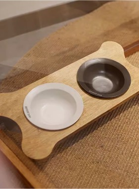 纵晨宠物bd碗架猫碗狗碗单双Bridgedog飞碟陶瓷碗拖护颈斜口木质