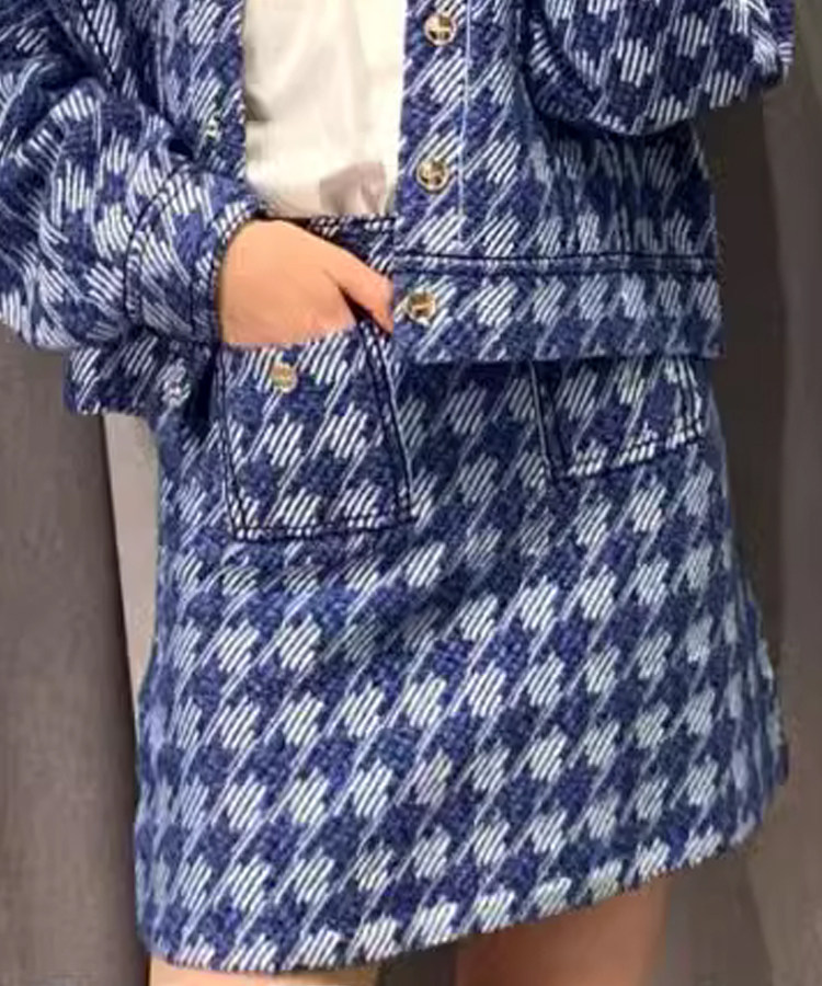 千鸟格纹A字短款半身裙