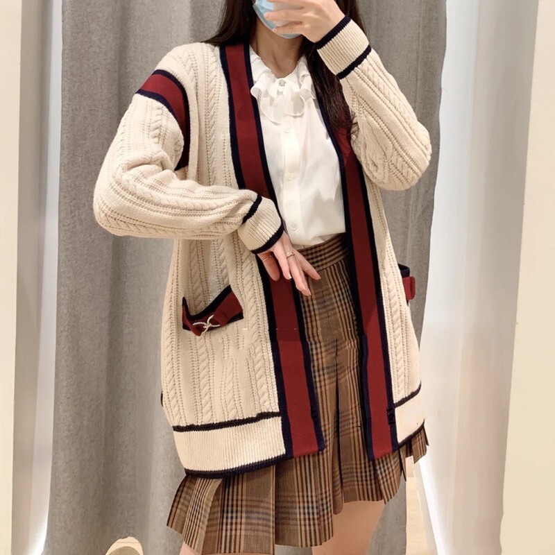 秋冬小香风条纹针织外套