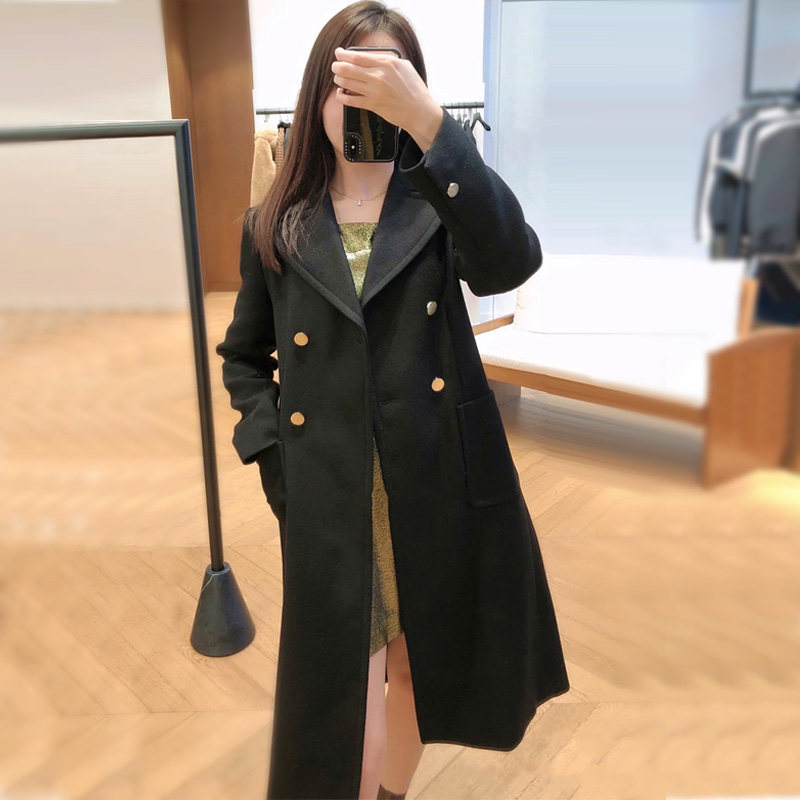 秋冬新款双排扣羊毛毛呢外套女装