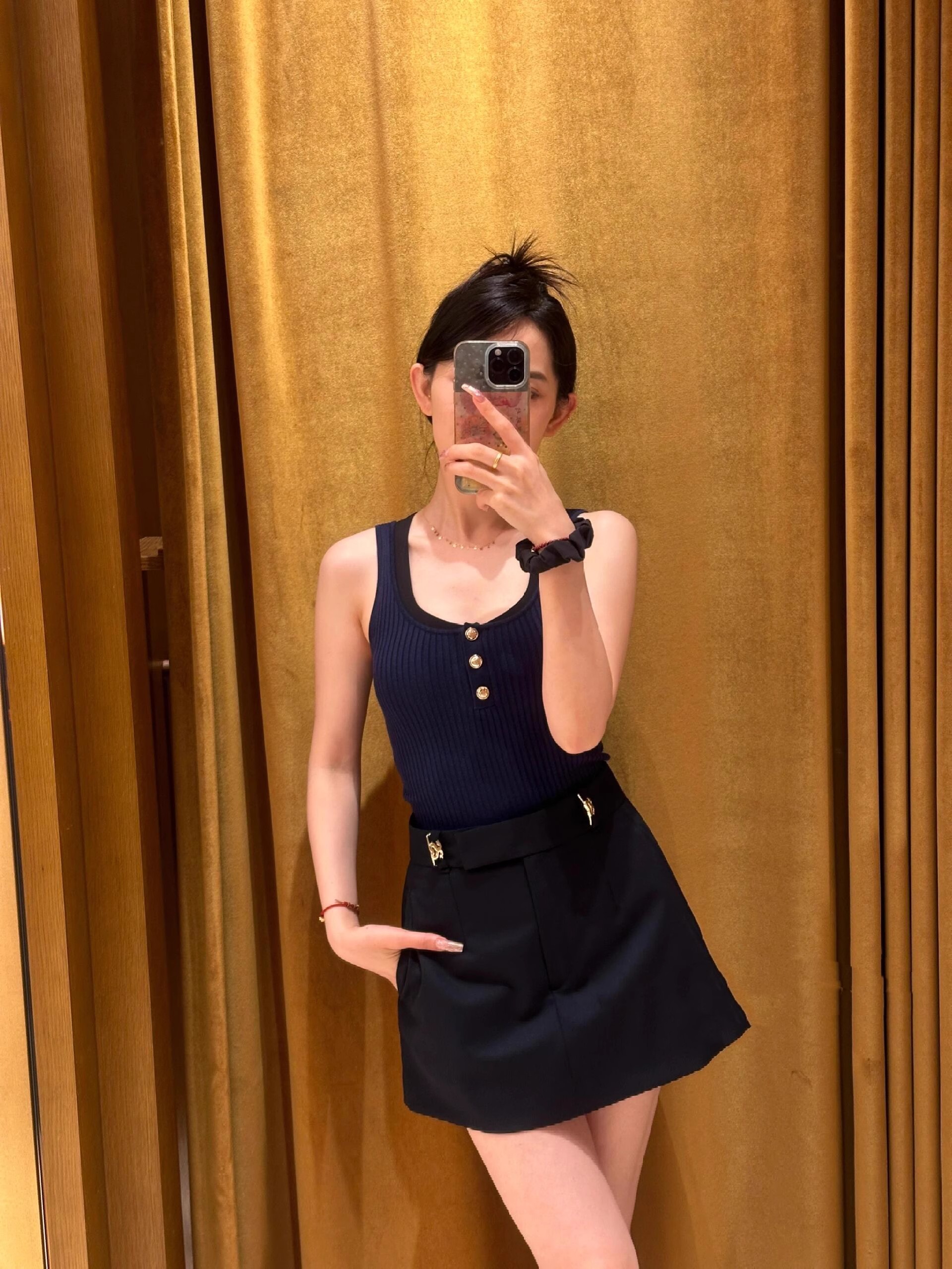 女装法式U领修身针织吊带