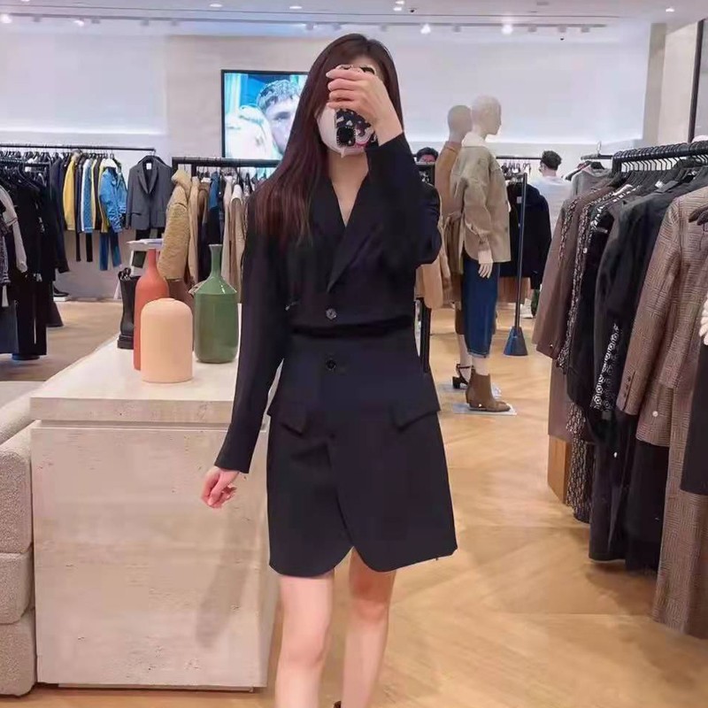 裙子 2021 抹胸垫肩西装领假两件连衣裙女SFPRO0181