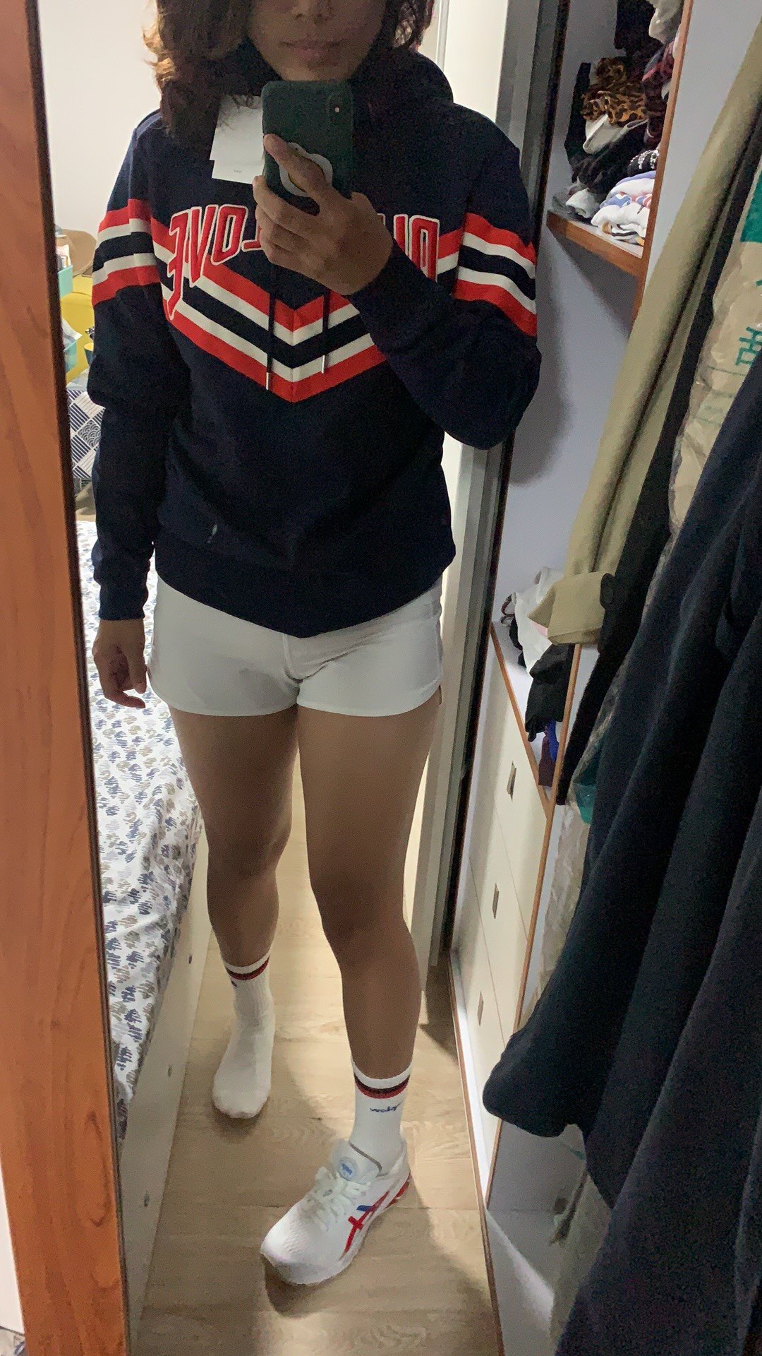 拼色字母条纹连帽卫衣包邮