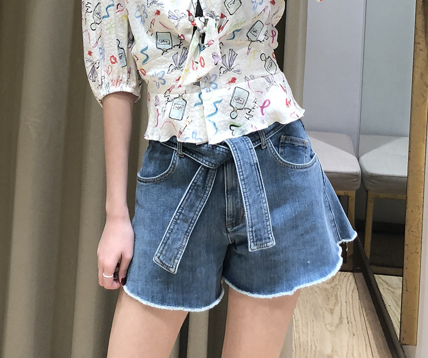 miss2021系带裙式可拆腰带水洗牛仔短裤MFPSH00226