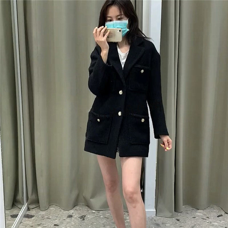 秋冬新款气质粗花呢西装外套女装