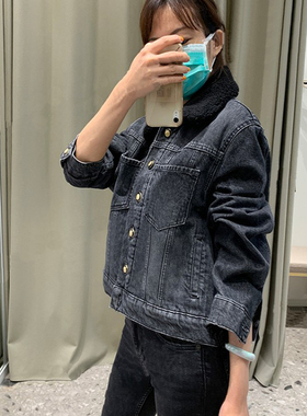 2020毛领牛仔拼接金属扣夹克外套MFPBL00382
