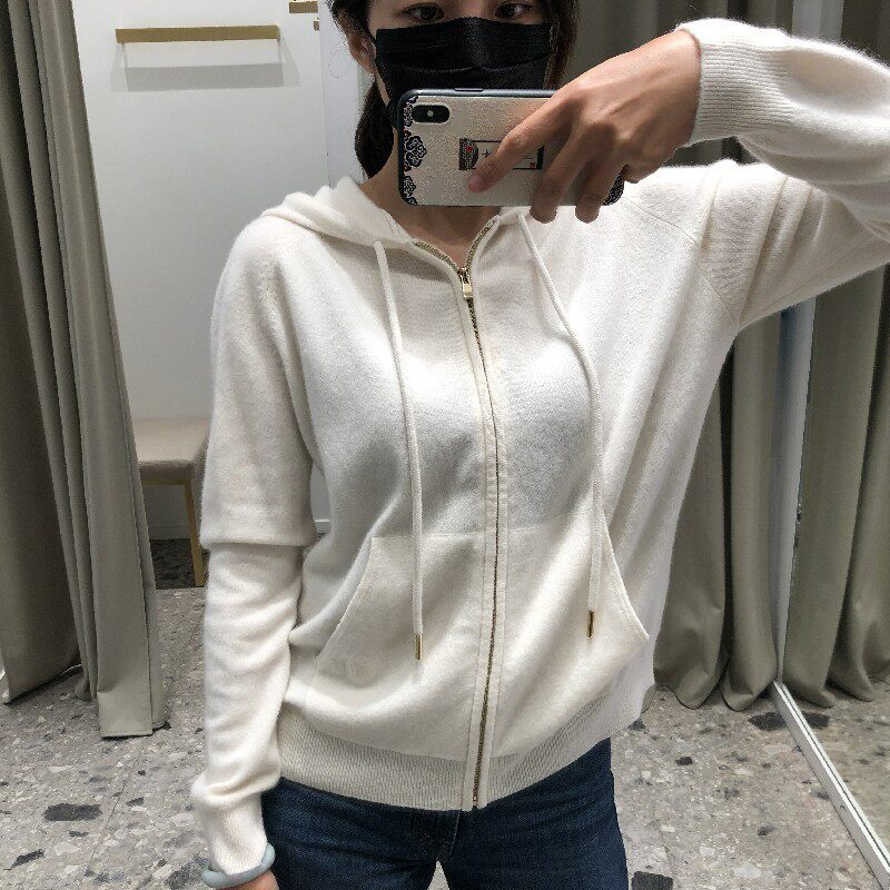 2021纯色连帽拉链开衫休闲运动针织卫衣女MFPCA00216