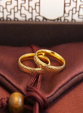 不褪色钛钢龙鳞年年有余情侣戒