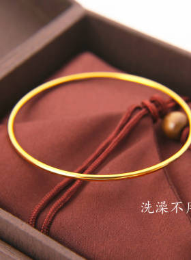 钛钢不掉色2mm古法素圈手镯