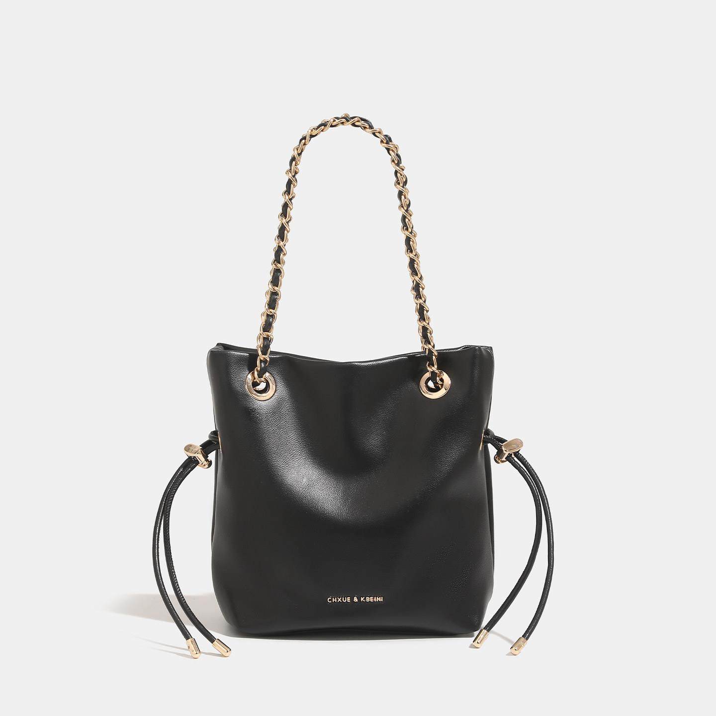 天锚国际抽绳托特福袋包真皮炼条水桶包包女2026新款单肩斜挎包包,箱包皮具/热销女包/男包,托特包,淘宝优惠券,粉丝福利购,淘宝优惠卷