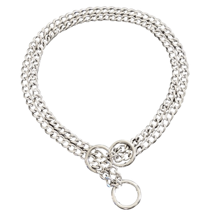 不锈钢狗项圈大型犬狗链藏獒P链罗威纳脖圈金属阿拉斯加项圈金毛