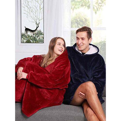 Plush Fleece Sherpa Blanket Warm Pocket Hoodie TV Blankets