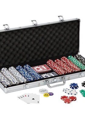 texas hold 'em poker chip set aluminum case 500 dice chips