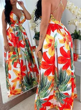 Summer women's fashion print sexy swing dress