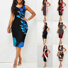 Summer new fashion style sleeveless hip print dress