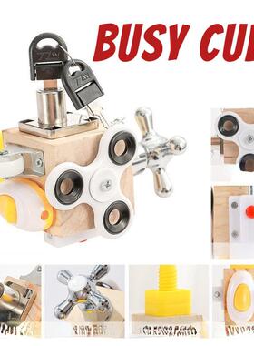 Kids Busy Cube Wooden Busy Block Montessori Educational Toys