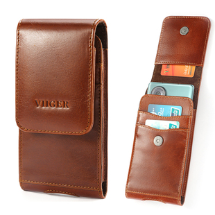 真皮手机腰包男穿皮带竖款 多功能卡位干活 6.7寸牛皮挂包单层轻薄