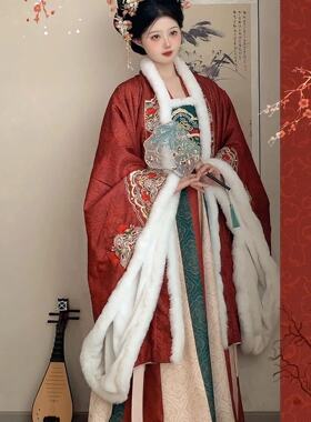 唐韵轻衫铺【楼兰】冬季毛呢绣花大袖衫原创齐胸破裙唐风加厚汉服