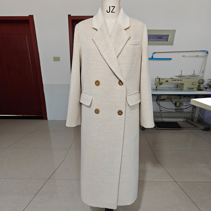 骆马绒级奢品加厚高端带里衬白色黑色长款大衣超保暖毛呢外套女