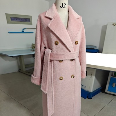 101801阿尔巴卡羊驼绒高版本大衣带里衬加厚毛呢外套冬新款女