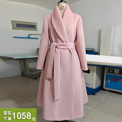 加厚羊驼绒阿尔巴卡高端带里衬白色黑色长款大衣超保暖毛呢外套女