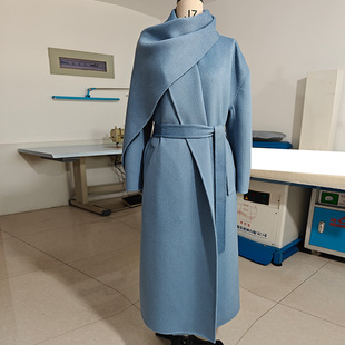 骆驼绒围巾款加厚高端灰色白色黑长款双面羊绒大衣保暖毛呢外套女