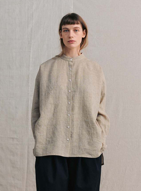 inLESS丨muku C1386 SAND BAND COLLAR 宽松休闲长袖衬衫上衣女