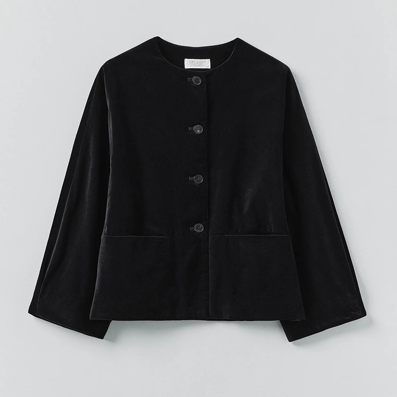 inLESS丨Toast Round Neck Velvet 纯棉丝绒圆领夹克短外套女