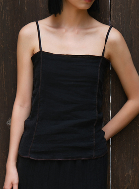 inLESS丨Baserange SHOK SLIP 棉麻褶皱吊带背心上衣女