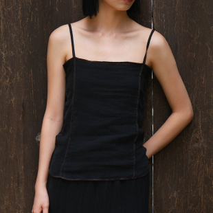 【SALE】Baserange SHOK SLIP 棉麻褶皱吊带背心上衣女