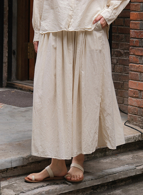 inLESS | Elsa Esturgie page gathered skirt 棉亚麻半裙