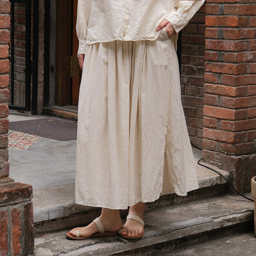 inLESS | Elsa Esturgie page gathered skirt 棉亚麻半裙