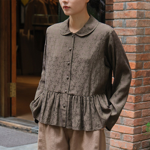 inLESS丨SUSURI ブイオブラウス 虚空衬衫娃娃领宽松上衣女