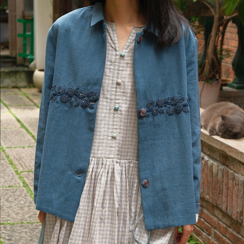 inLESS丨RUNAWAY BICYCLE LOIS BLUE JACKET 纯棉夹克短外套女