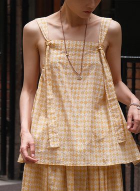 inLESS丨AVIVA JIFEI XUE Knotted Bib Top 纯棉无袖上衣