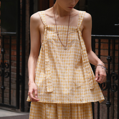 inLESS丨AVIVA JIFEI XUE Knotted Bib Top 纯棉无袖上衣