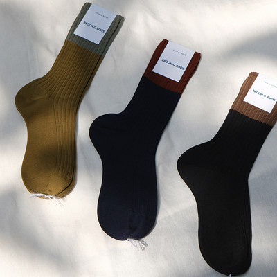 Sofie D'hoore 7折 FOUR 拼色罗纹中筒袜秋冬袜子 折扣款不退不换