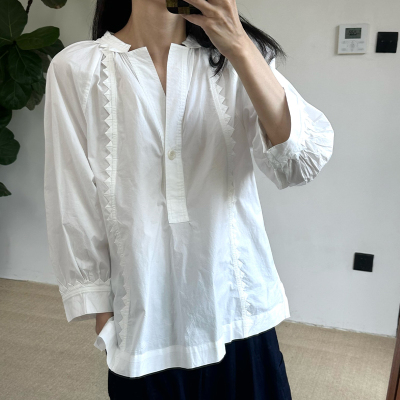 inLESS丨Toast Crockery Edge Cotton Poplin 英国纯棉衬衫上衣女