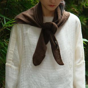 inLESS丨MIRROR IN THE SKY BANDANA OPEN KNITTED PLAIN羊绒围巾