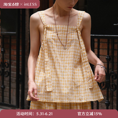inLESS丨AVIVA JIFEI XUE Knotted Bib Top 纯棉无袖上衣