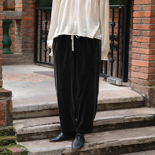 inLESS | GASA Atarayo Sarrouel pants 天鹅绒廓形休闲裤女