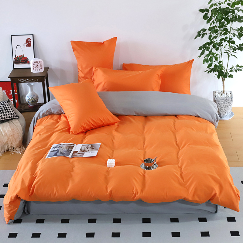 双拼纯色高级感全棉床单四件套